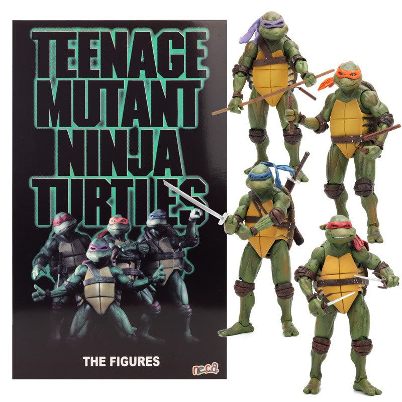 NECA 4 peças Boneco de Ação Tartarugas Ninja TMNT Edição Móvel Filmes Modelo Tartaruga Ninja Anime Infantil Para Presente de Boneca Brinquedo