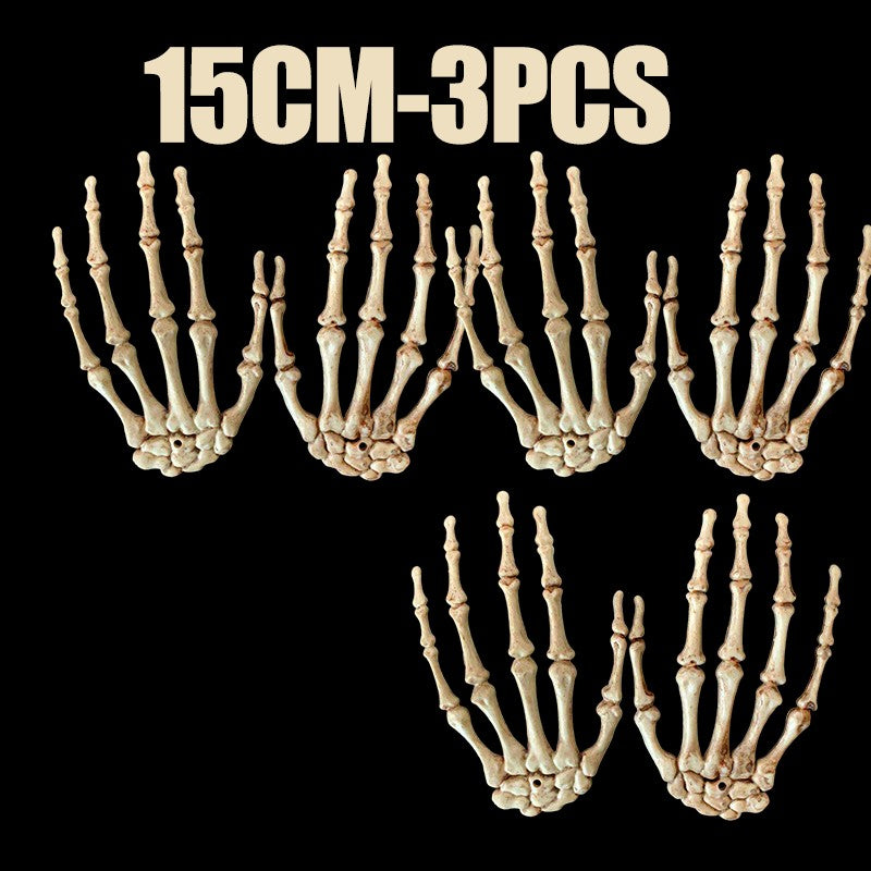 1 Pair Of Halloween Skeleton Hands Haunted House Bar Party Plastic Horror Props Dummy Hands Bones Halloween Scene Decor Supplies