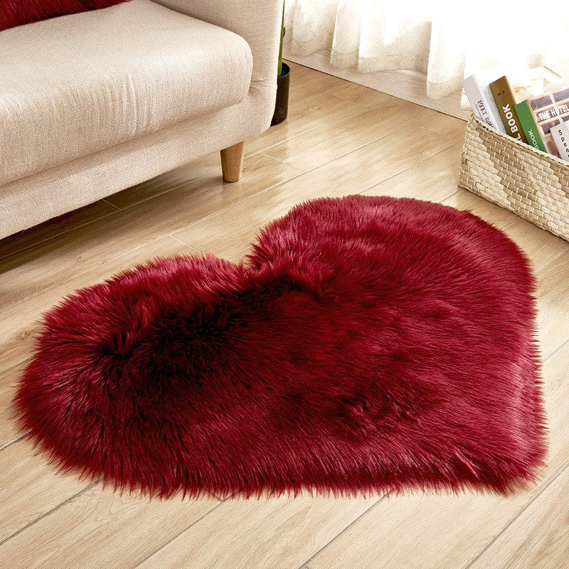 Heart Shaped Faux Fur Rug Bedroom Fluffy Shaggy Area Rugs Sheepskin Fuzzy Rug Carpets Throw Shag Rug Sofa Decor Floor Mat Plush