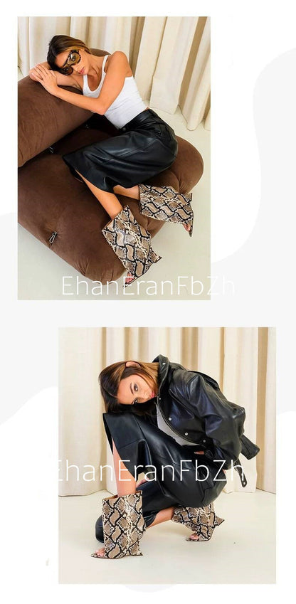 2025Ladies' Spring and Summer New Fish Mouth Slope High Heel Knee Boots, Fashionable Pointed Fashion Show Medium Cool Boots