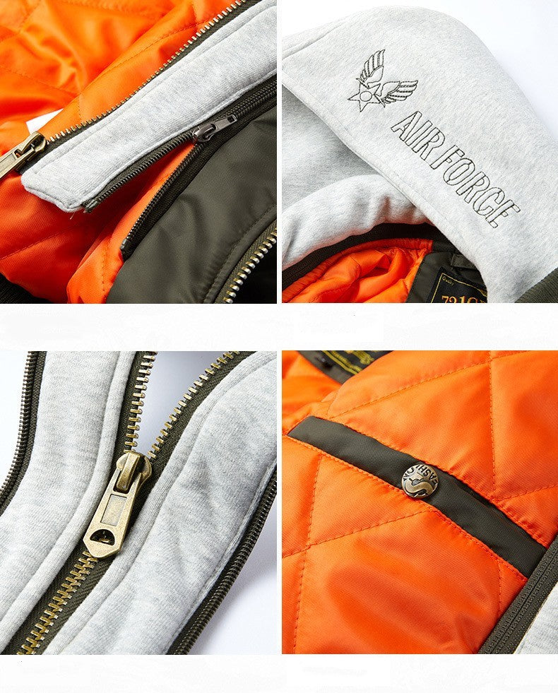 Winter Thick Hooded Bomber Jacket Men Military Windbreaker Multi-pocket Air Force Coats Male Autumn Streetwear Baseball Jackets
