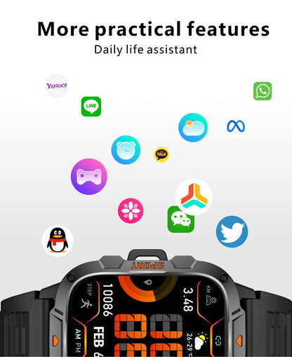 2025 Novo Para Xiaomi Militar Grau Smart Watch Masculino Tela AMOLED de 1.96" 5ATM À Prova D'Água Esportes Rastreador de Fitness Chamada BT Smartwatch