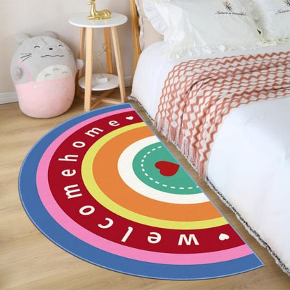 VIKAMA Rainbow Semi-Circular Carpet Non-Slip Noise Reduction Bedroom Bedside Rugs Entryway Door Mat Home Decoration