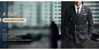 DAROuomo 2025  Men Suit Slim Fit Formal Business Work Wear Suits 2Pcs Set (Jacket+Pants)DR8211