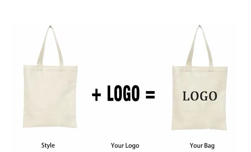Wholesale 100pcs/Lot Custom Logo Printed Natural Cotton Canvas Shopping Take Out Bags with Double Handles for Trade Show School