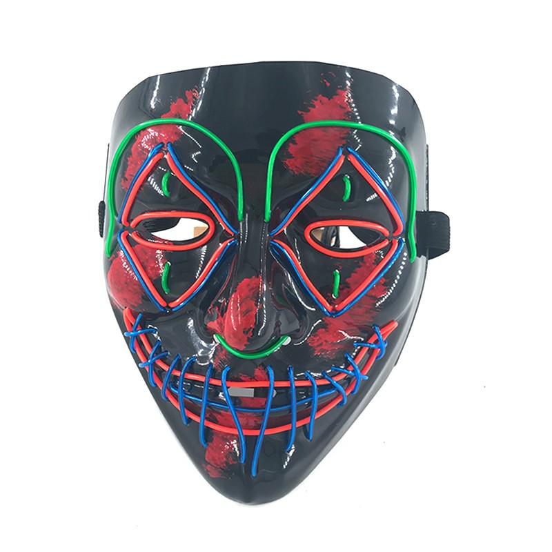 LED Killer Mask Halloween Dance Scary Theme Party Cosplay Costume Props LED Double Star Eyes Mask Glowing Colorful Creepy Mask