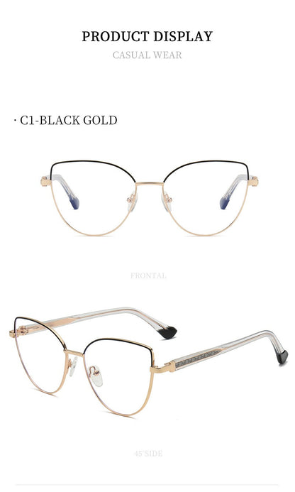 VICKY New Personalized Simple Cat's Eye Fashion Design Women's Anti-Blue Light Reading Glasses Customizable Prescription 78001