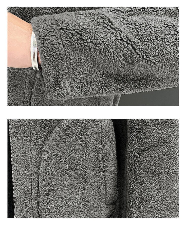 2025 Autumn/winter Korean Edition New Men's Lamb Wool Coat High Collar Thick Wool Men's Cotton Coat Trendy Coat Wholesale