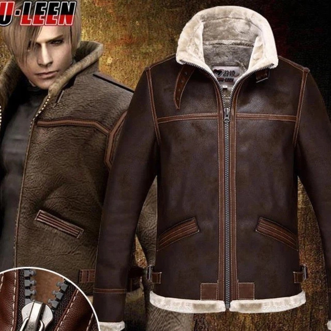 Game Biohazard Resident Leon Scott Kennedy Cosplay Costumes Faux Leather Jacket Role Play Coat For Man
