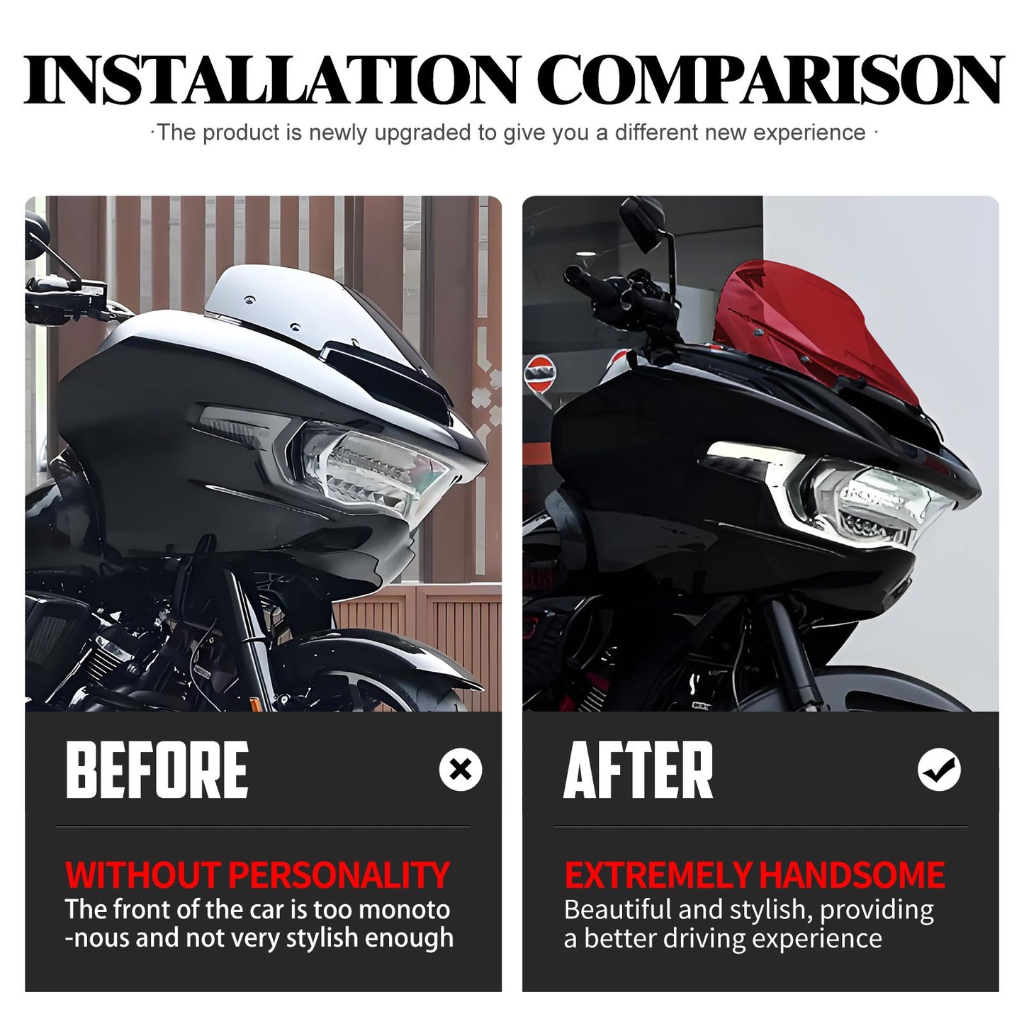 Para-brisa de motocicleta 10" Carenagem Defletor de vento Para-brisa ABS para Harley Touring CVO Road Glide 2023 2024 2025 FLTRX FLTRXSE