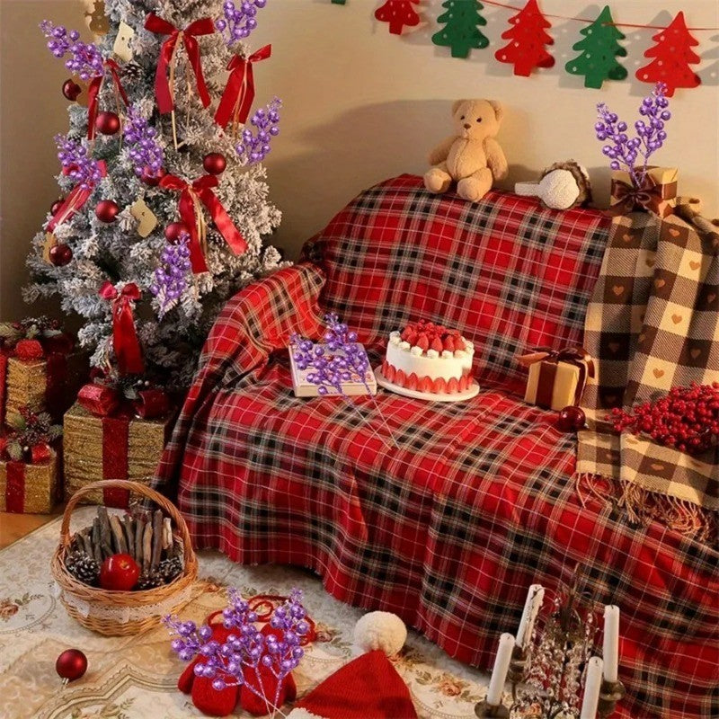 10Pcs Christmas Decoration Artificial 15heads Sparkling Berry Bouquet Xmas Tree Ornaments for Home Decor New Year Party Supplies