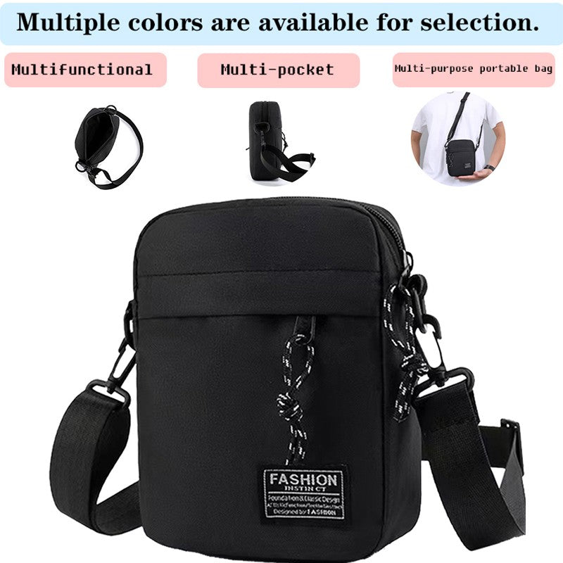 Neutral style shoulder bag for men and women, can be worn as a single shoulder strap in a solid color nylon material.