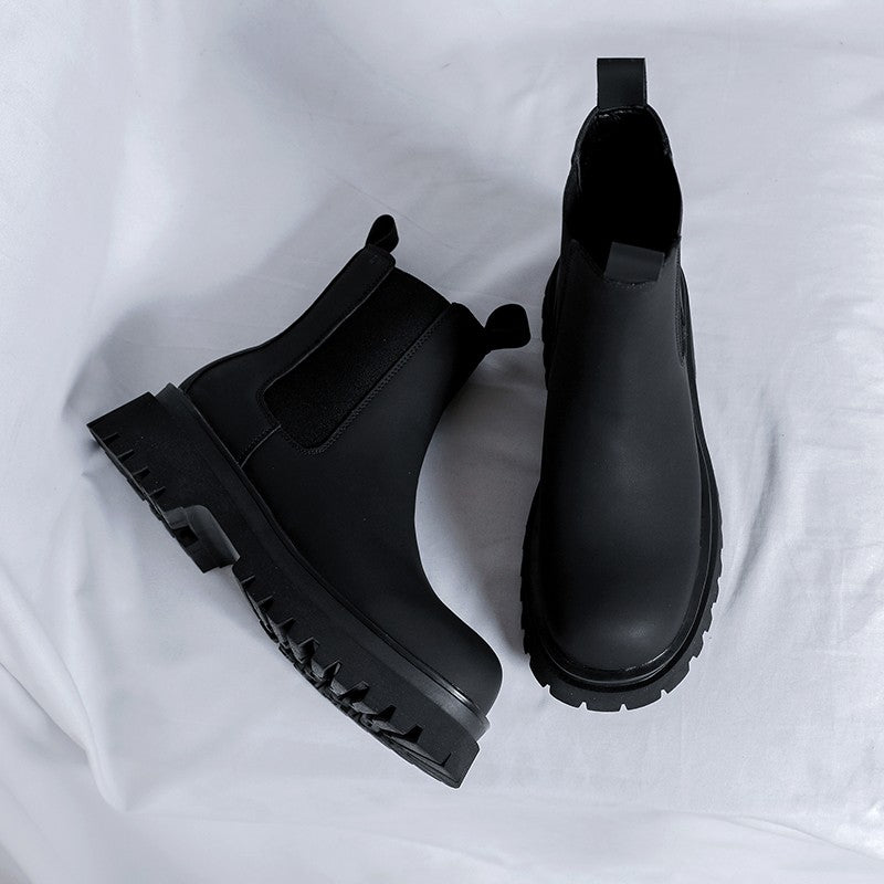 2023 Platform Black High Top Boots WMen High Heel Genuine Leather Ankle Chelsea Boots Men Punk Shoe Thick Bottom Botas De Mujer