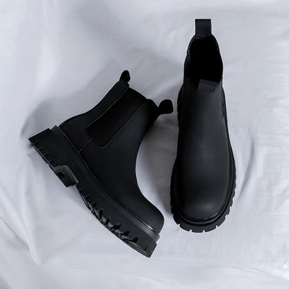 2023 Platform Black High Top Boots WMen High Heel Genuine Leather Ankle Chelsea Boots Men Punk Shoe Thick Bottom Botas De Mujer