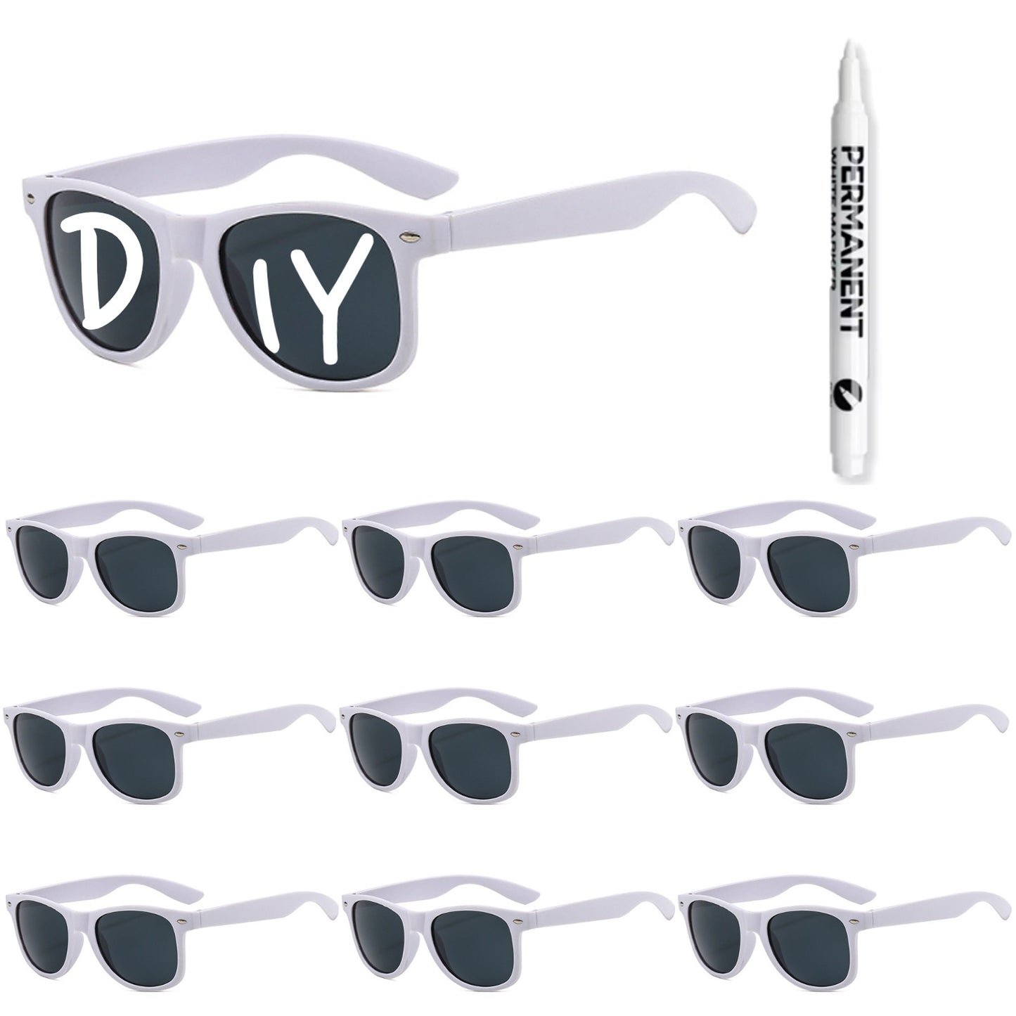 100-10Pcs DIY Wedding Sunglasses Personalised Heart Sunglasses with Pen Bachelorette Party Glasses Bridesmaid Gifts for Guests