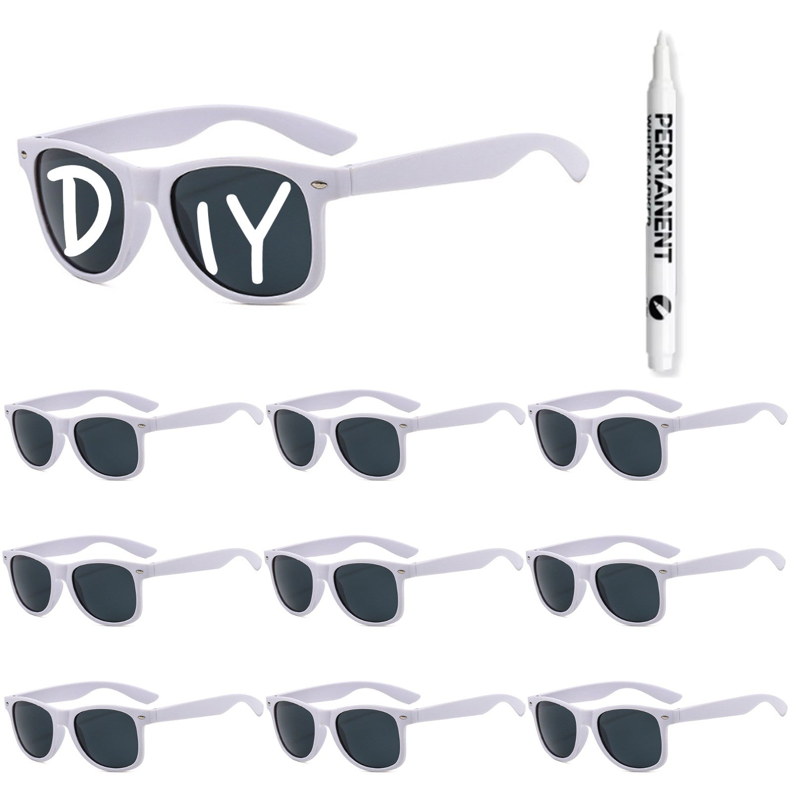 100-10Pcs DIY Wedding Sunglasses Personalised Heart Sunglasses with Pen Bachelorette Party Glasses Bridesmaid Gifts for Guests