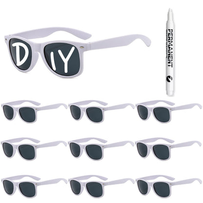 100-10Pcs DIY Wedding Sunglasses Personalised Heart Sunglasses with Pen Bachelorette Party Glasses Bridesmaid Gifts for Guests
