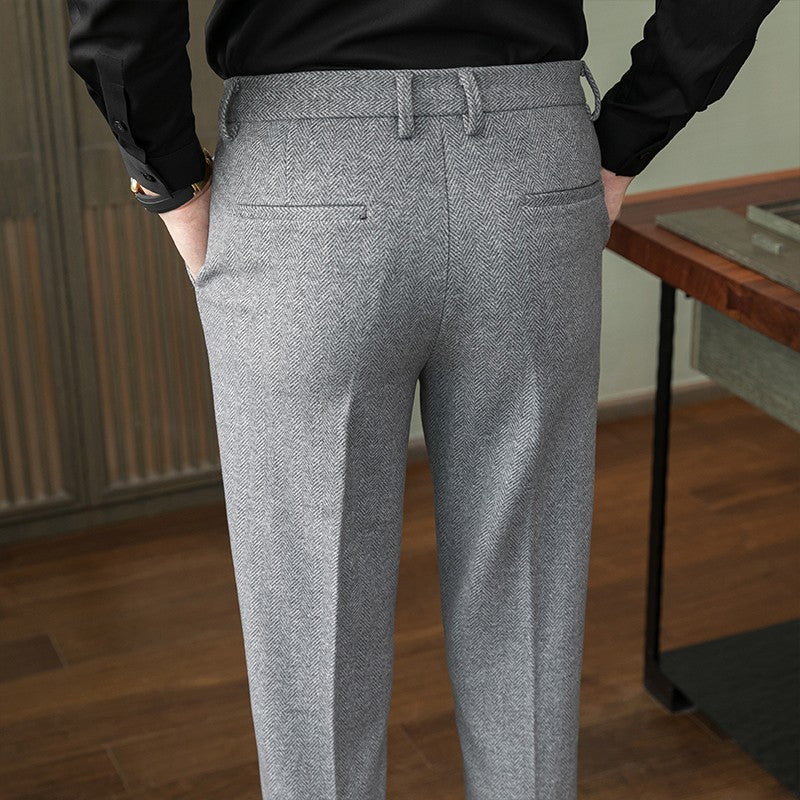 New Autumn Men's Gray Pants, Fashion Casual Trousers, Asian Size 28-36 Slim Suit Pantalon for Men