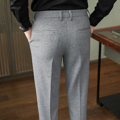 New Autumn Men's Gray Pants, Fashion Casual Trousers, Asian Size 28-36 Slim Suit Pantalon for Men