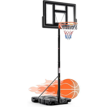 10FT Adjustable Height Portable Basketball Hoop Outdoor for Adult, 44 Inch Shatterproof Backboard w/Shock Absorbent Rim