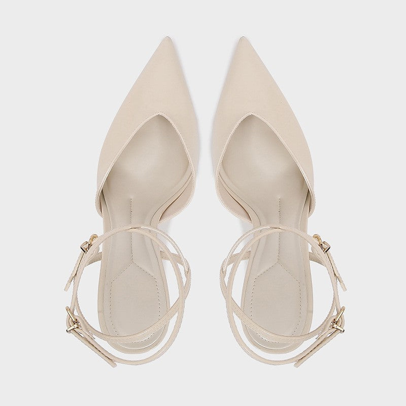 Sexy Pointed Toe Patent Leather Women Pumps Elegant Ankle Strap Buckle High Heels Luxury Designer Shoes Mules Heeled Sandals