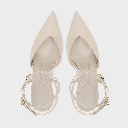 Sexy Pointed Toe Patent Leather Women Pumps Elegant Ankle Strap Buckle High Heels Luxury Designer Shoes Mules Heeled Sandals