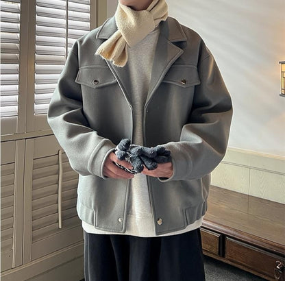 Men's Plus Size Winter Coat 3XL 5XL 300lbs Heavy Thick Wool Blend Trench Coat Vintage British Style Casual Pilot Jacket