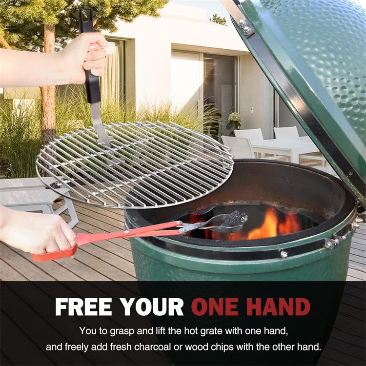 Universal Grill Grate Lifter Tool Cast Iron Grid Lever Lock Lifting Gripper Handle Clip for Barbecue Grilling Cooling Rack JT527