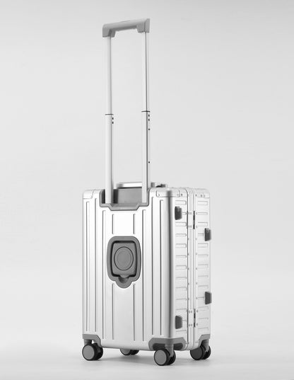 All Aluminum-magnesium Suitcase Front Opening Rolling Luggage with USB Charging Plug TSA Lock Trolley Case 20" Boarding Travel