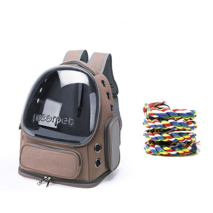 Mochila Transportadora para Pássaros, Gaiola de Viagem para Papagaios com Poleiro e Comedouros para Papagaio e Calopsita para Visitas ao Veterinário, Acampamento, Caminhada, Viagem