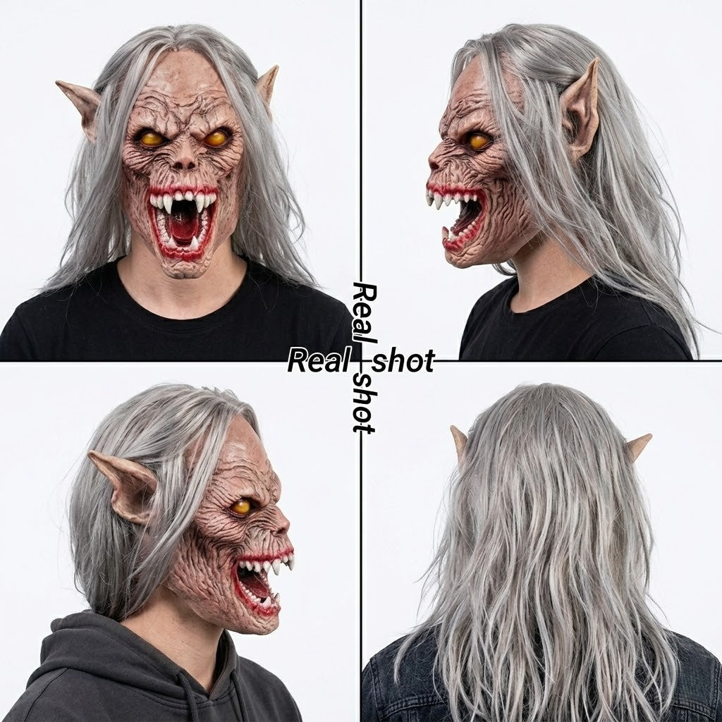 Realistic Split Mouth Demon Mask Scary Latex Horror Monster Full Head Cosplay Props For Halloween Party Costume Evil Ghost Face