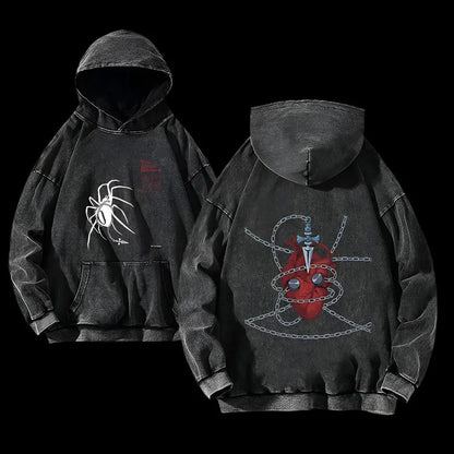 Streetwear Fashion Y2K Retro Gym Print Fitness Hoodie for Men Women Clothing Black Loose Print Pattern Sweatshirt Y2K Style