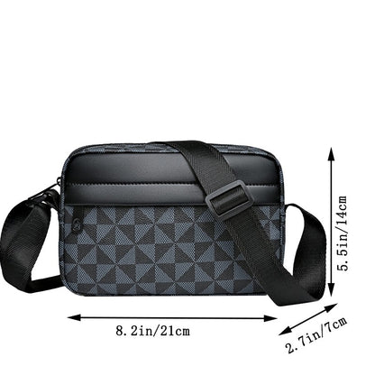 Casual Business Shoulder Bag for Men Pu Leather Messenger Bag Wide Strap Crossbody Bags Square Plaid Designer Male Sling Bags