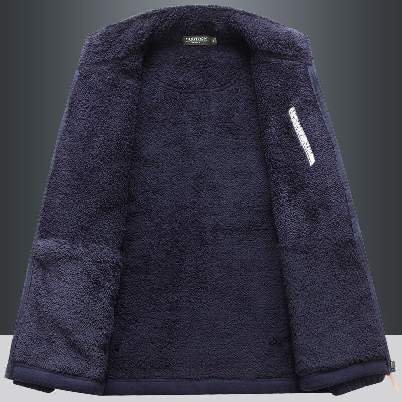 Winter Thicken Polar Fleece Jacket Warmth Windproof Full Zip Up Coat Multiple Zipper Pockets Outdoors Plus Size Jackets Outwear