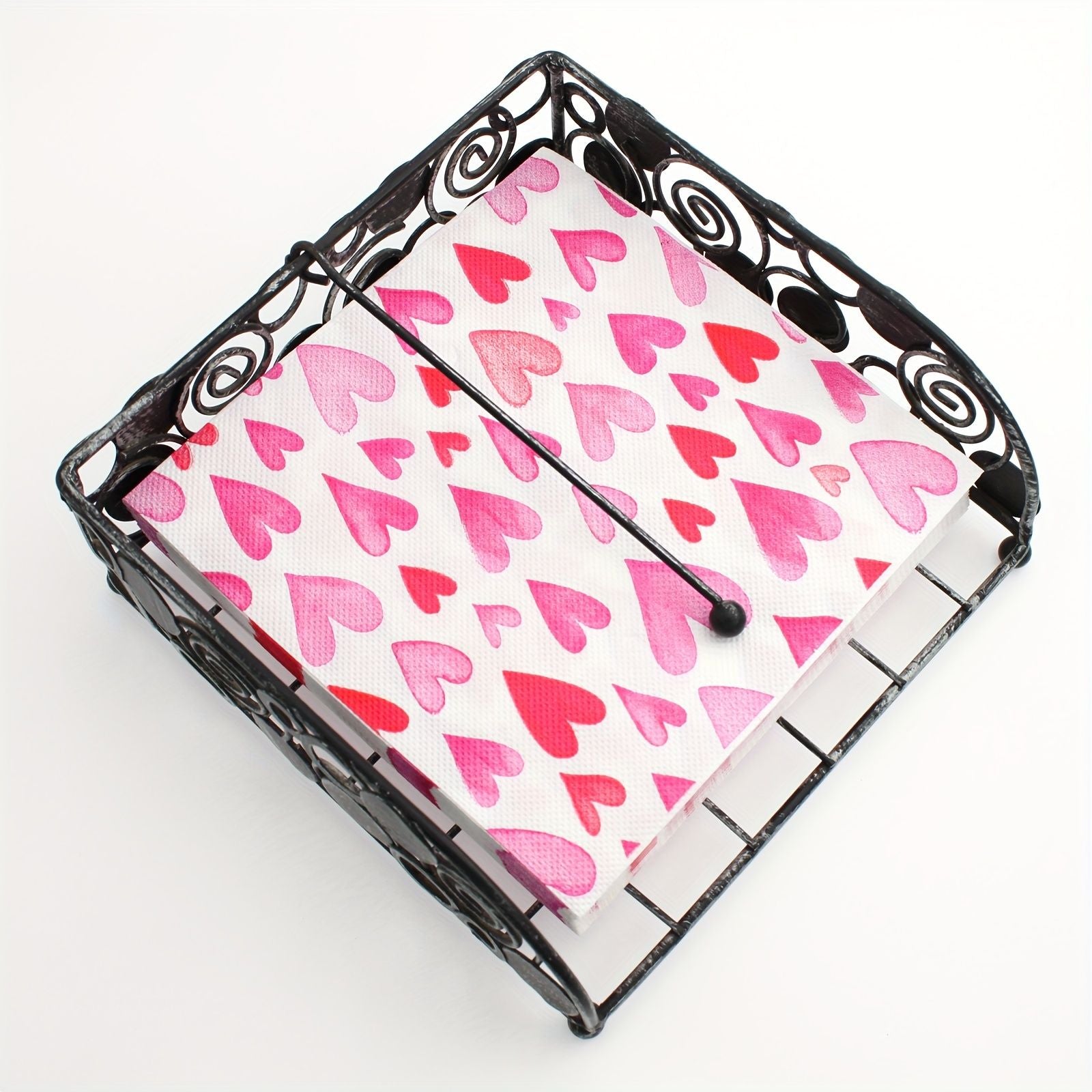 20pcs Romantic Pink Heart Pattern Disposable Napkins Valentine's Day Weddings Birthdays Party Decoration Tableware Lining Paper