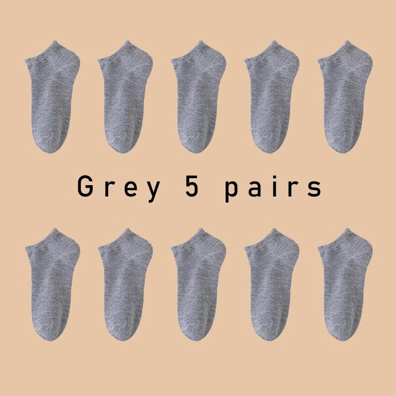 5 Pairs of Women's/men's Boat Socks Invisible Low Cut Anti Slip Summer No Show Ankle Socks Solid Color Casual Breathable