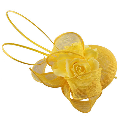 Fascinator de Casamento Sinamay de 4 Camadas de Ótima Qualidade Chapéu para Casamento Elegante Mulheres Moda Acessório de Cabelo Chapeau de Festa e Jantar