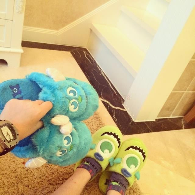 Pantufa de Anime Universidade Monstros Disney Monstros SA Mike Wazowski Sullivan Quente de Inverno Antiderrapante Desenho Animado Sapatos Domésticos