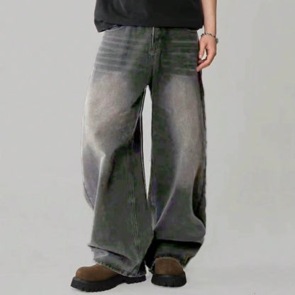 Four Season Men's Jeans Korean Version Student Casual Pants High Street Straight Loose Wide Leg Jeans Black Gray Blue Baggy Jean