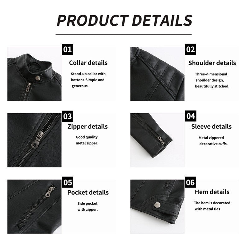 Red Women's PU Jacket, Vertical Collar Zipper Motorcycle Leather Coats,  Fashion Casual Coat Female Outerwear, Black Purple Top.