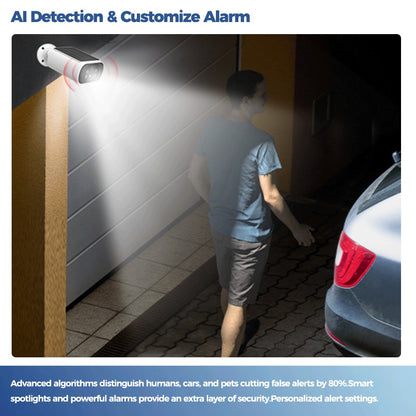ALEVIO 2.5K Outdoor Solar Camera Wireless Cam WIFI Ultra Standby Time PIR Motion Light Color Night Vision AI Detect Battery Cam