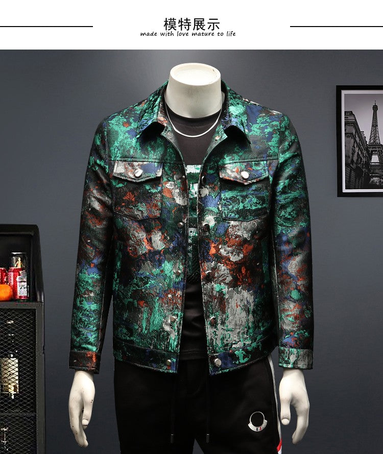 2025 Spring Vintage Jacquard Jacket Men Luxury Casual Business Social Jacket Social Streetwear Bomber Jacket Men Clothing M-4XL