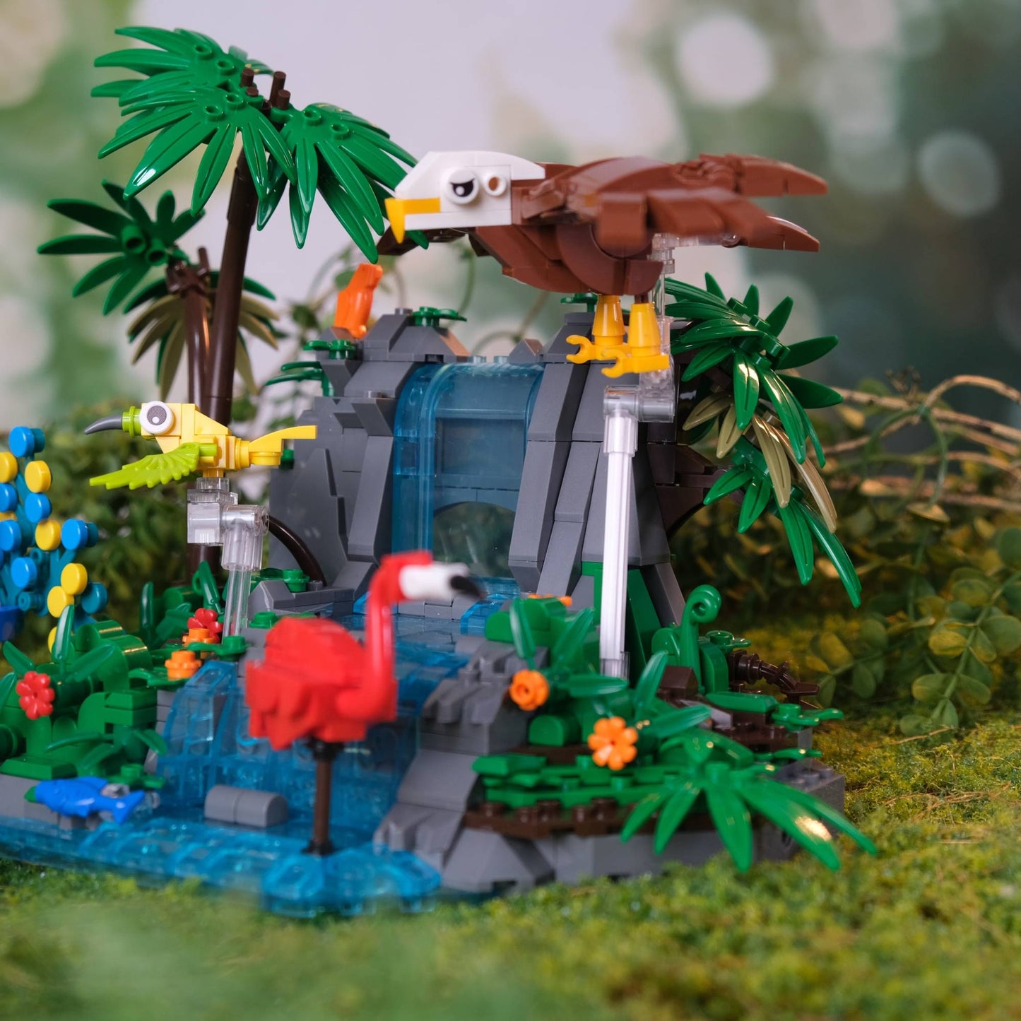 Blocos de Montar Floresta Tropical Criativos 755 Peças Modelo de Leão Animal Fofo para Zoológico Brinquedos de Montar Presente de Aniversário para Adultos e Crianças
