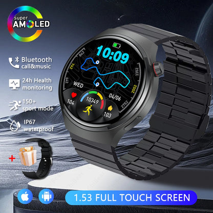 Smartwatch Esportivo Watch 4 Pro Masculino Tela AMOLED HD 360*360 Frequência Cardíaca Chamada Bluetooth IP68 À Prova D'água Música Novo SmartWatch 2025