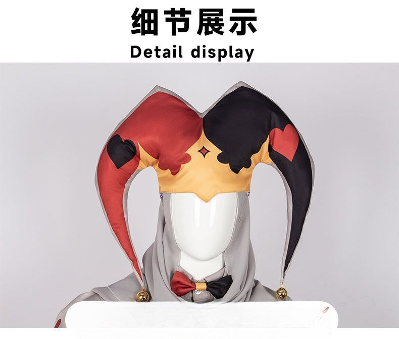 Kingdom of Marionettes Jestyn Cosplay Costume Gothic Jester Uniform Halloween Party Roleplay Outfit With Hat Mask