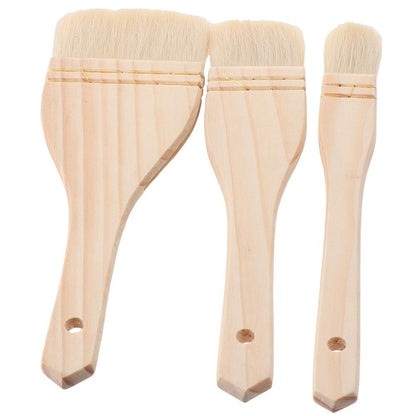 1/6pcs Wood Handle Wool Brush Baking Brush Household Barbecue Brush, Cooking Paint Tools, Hardwood Handles Pastry Brushes