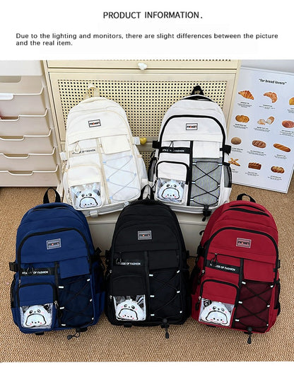 Mochila Escolar Estilo Japonês Bolsa Pequena para Boneca Grande Capacidade para Estudantes do Ensino Médio e Fundamental Masculino e Feminino Jovem Casual