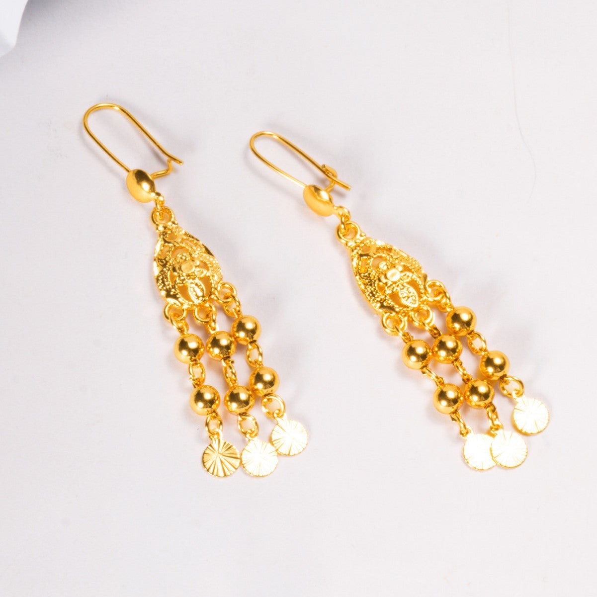 AU999 24K Gold Women's Ear Hanging Earrings - Elegant Dangle Jewelry