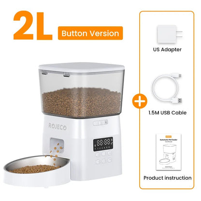 ROJECO Alimentador Automático de Animais de Estimação Versão com Botão Acessórios para Dispenser Automático de Comida para Gatos Alimentador Inteligente para Gatos e Cães Comida Seca
