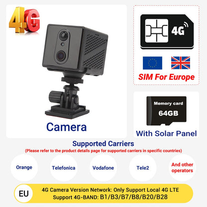 5MP 4G SIM Card Mini Camera Human Detection WiFi Camera Built-In 3000mAh Battery Security Surveillance Camcorder Video Recorder